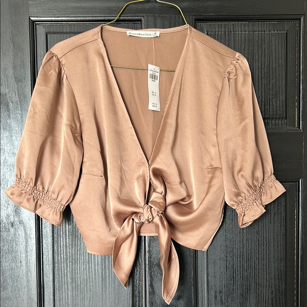 Abercrombie & Fitch Women's Satin Tie-Front Top - Sz M